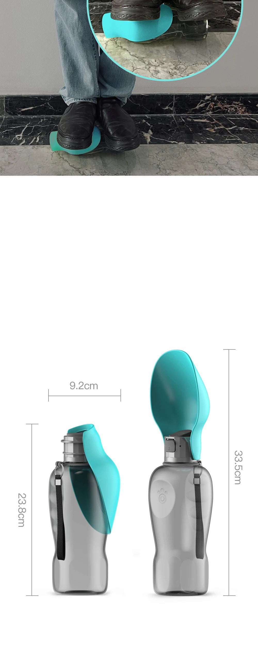 800ml Portable Dog Water Bottle for Walks, Hiking & Travel