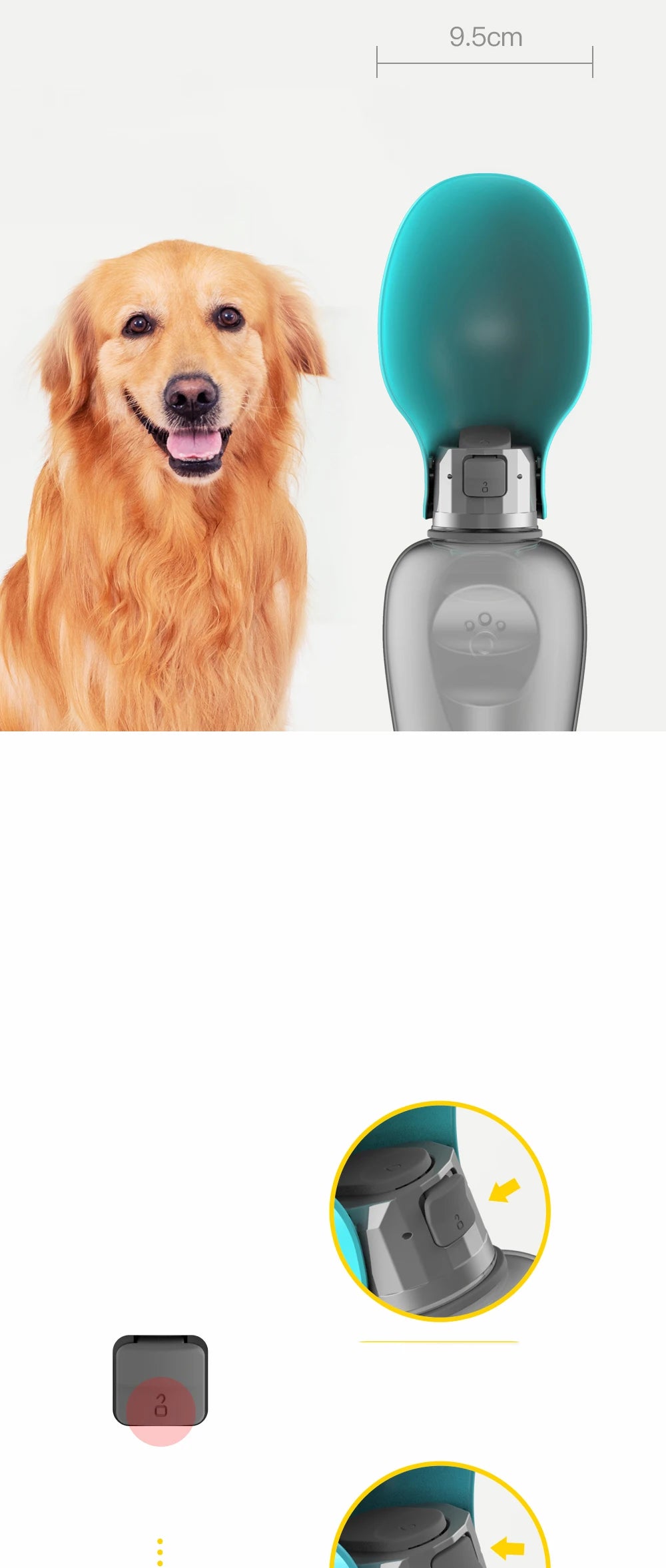 800ml Portable Dog Water Bottle for Walks, Hiking & Travel